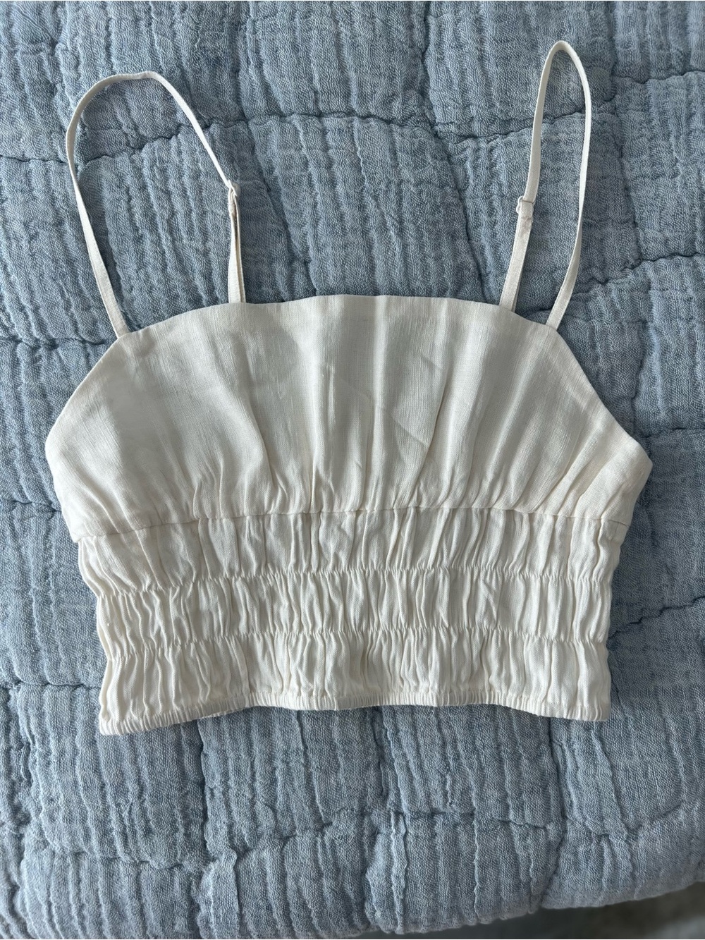 Onia Cream Smocked linen top - size S